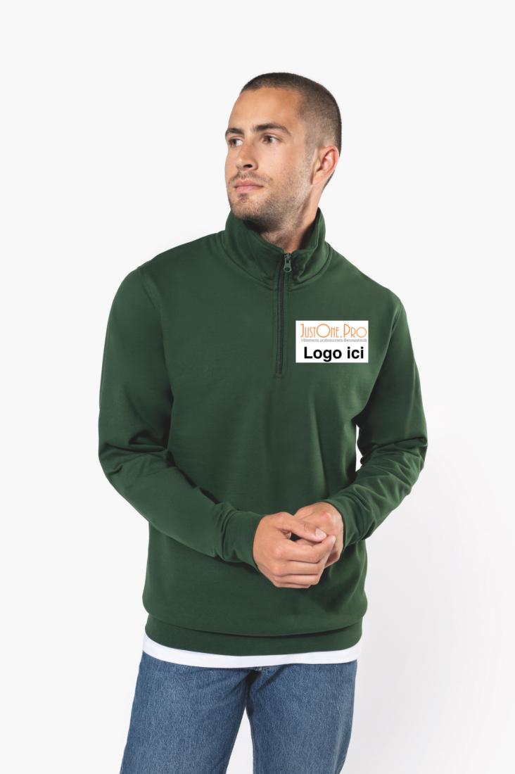 Sweat-shirt Basic imprimé col zippé homme