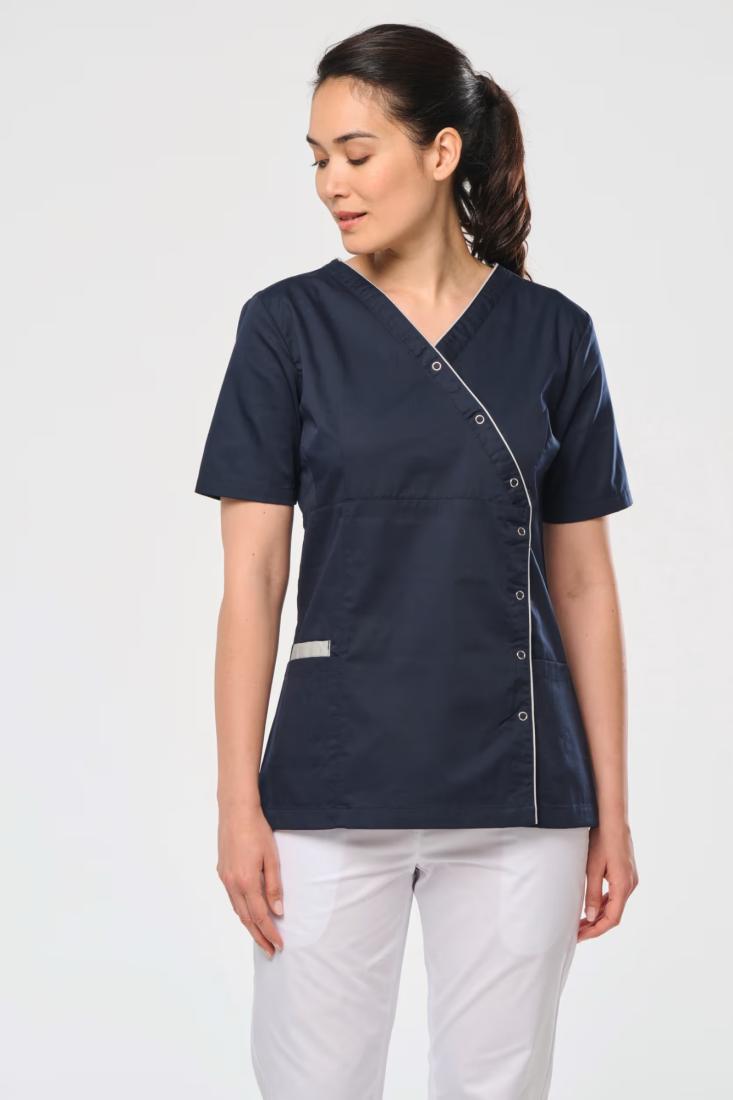 Blouse polycoton avec boutons-pression femme