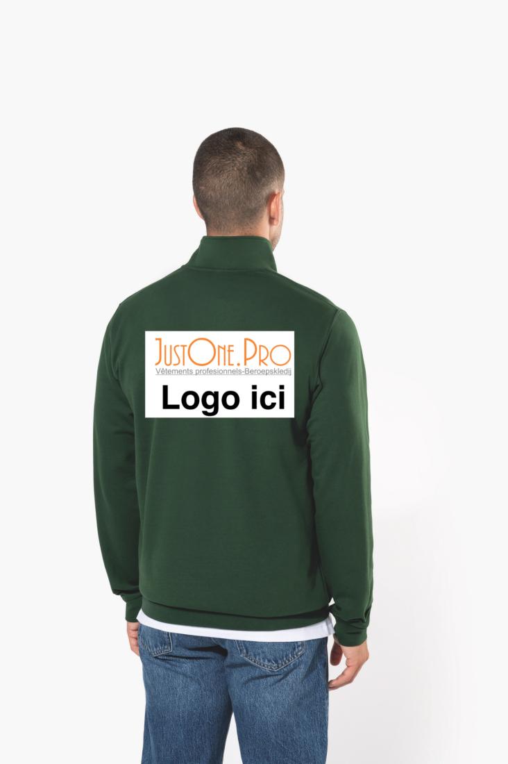 Basic herensweater met print en ritskraag