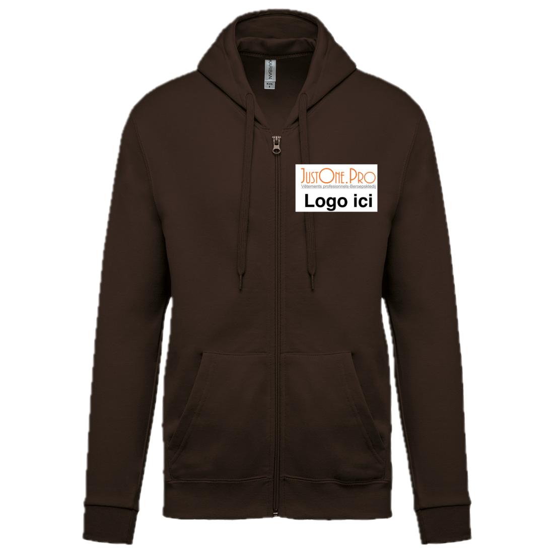 Basic unisex hoodie met rits en print