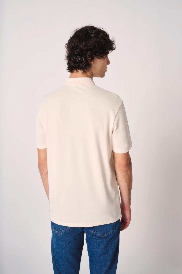 Basic piqué-polo voor heren met opdruk